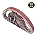 Aiyard 1 x 30-Inch Aluminum Oxide Sanding Belts, 40/80/120/240/400 Assorted Grits Abrasive Belts for Belt Sander, 15-Pack