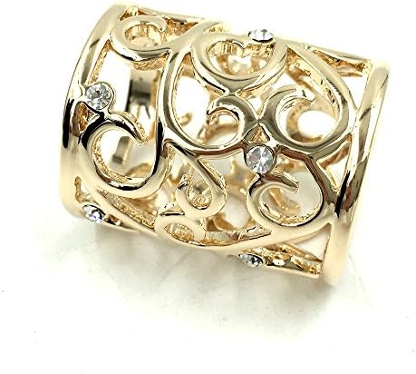 Estony Hollow Tubular Scarf Buckle Brooch Clips Pin For Women (Gold)