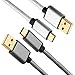 USB C Cable 6Ft, HI-CABLE 2-Pack Gold-Plated Braided USB-A to Type-C Fast Charger Cable Compatible with Samsung Galaxy S9/S8 Plus/Note 8, Google Pixel XL, LG G6 G5 V30, Moto Z/Z-Force (Gray, Silver)