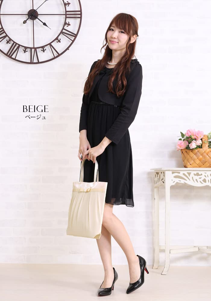 Kowei Store L102 Formal A4 Sub-Bag, Vertical Gusset, Ceremonial Occasions, Black, Formal, Chiffon Ribbon, For Exams, Weddings, Entrance Ceremonies, beige