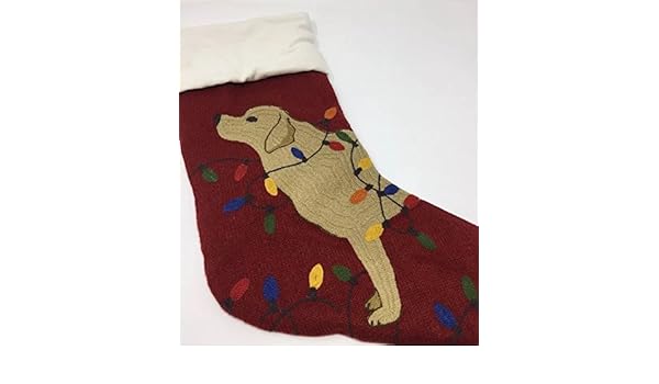 Amazon Com Pottery Barn Crewel Tangled Lab W Lights Stocking New