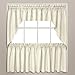 United Curtain Hamden Woven Waffle Kitchen Tiers, 55 by 36-Inch, Ivory, Set of 2