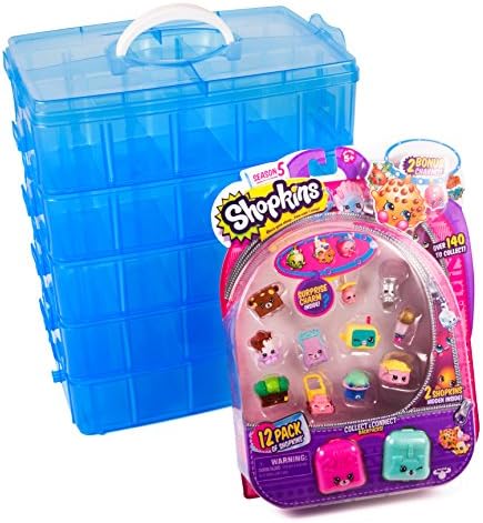 LifeSmart Stackable Storage Container. Blue, with Shopkins Season 5, 12-Pack