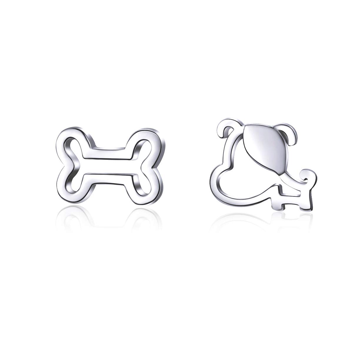 Dog and Bone Stud Earrings for Girl Sterling Silver 925 Cat Ear Studs jewellery Bijoux Anti-allergy jewellery