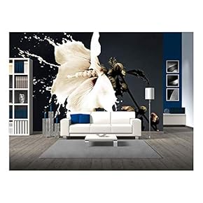 BRAND_NAMEWhite Flowers with Milk Splash on Dark Background