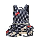 Polka Dot 3pcs Kids Book Bag Purse School Backpack Water Repellent Girls Teen