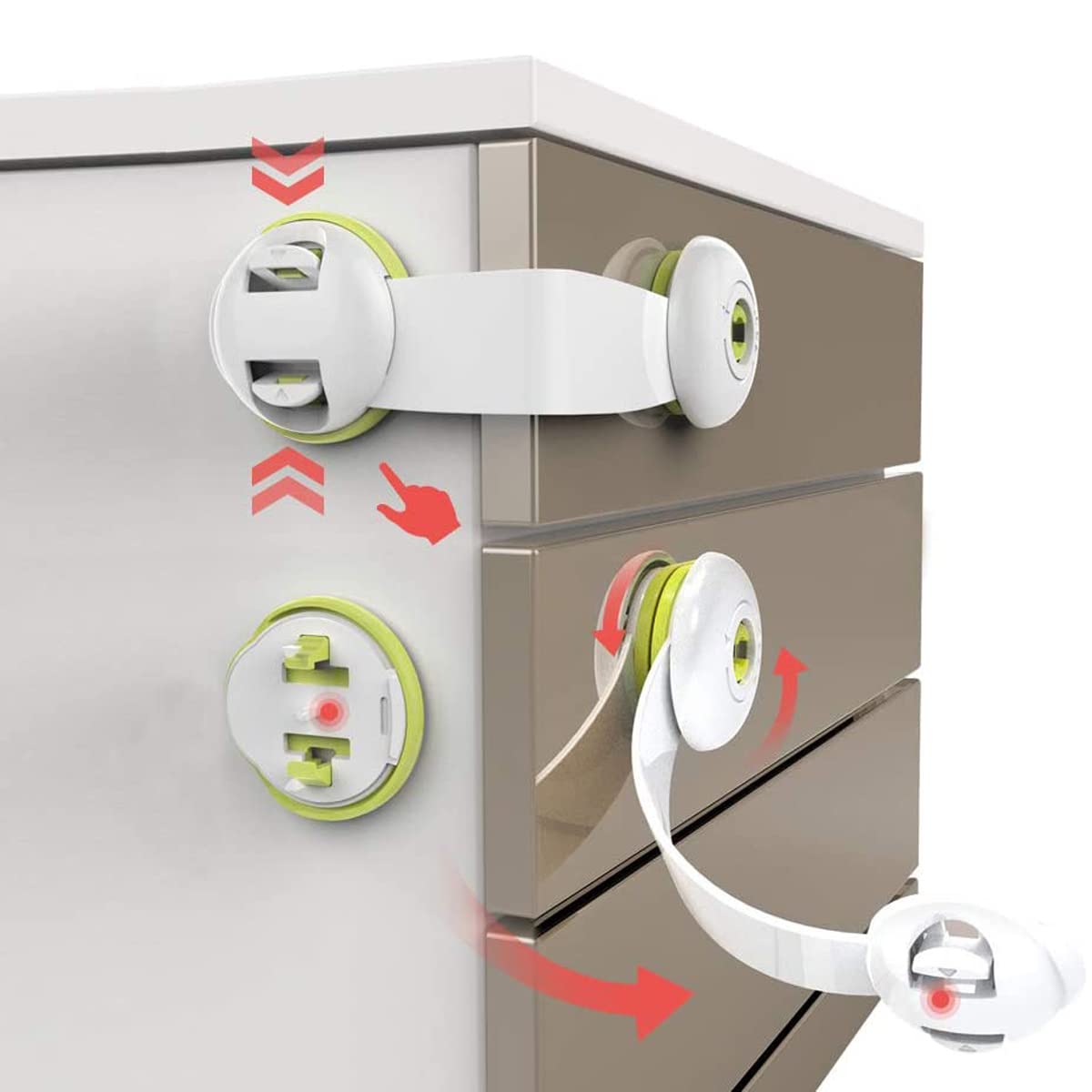 Child Safety Locks, Airydar 6 Pack Child Safety Cupboard Locks, No Tools or Drilling Needed, Baby Cabinet Locks for Kitchen Cabinets, Drawers, Appliances, Closet, Kitchen, Fridge and Oven