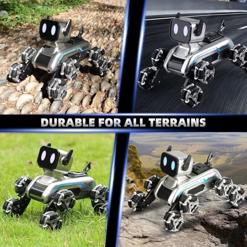 Beauenty Remote Control Robot Dog Toys, Rechargeable Stunt RC Car with Music, Spray, Climbing, Multiple Postures, LED Eyes，Birthday、Christmas、New Year Gifts for Kids 6-12