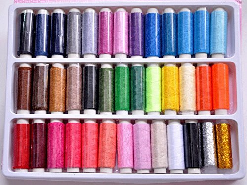 Generic 39 Assorted Color 200 Yards Per Unit Polyester Sewing Thread Spool Set