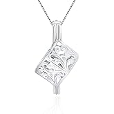 LGSY Flower Cube Cage Pendants for Pearl Jewelry Making Sterling Silver, Design Cage Pendants for Women