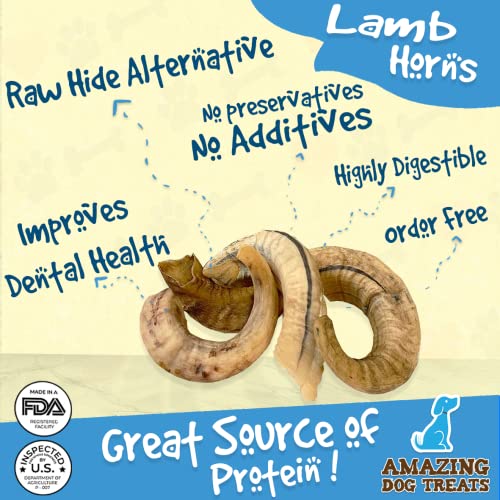 Lamb Horn (2 Count Full Size) Lamb Horn Antler Dog Chews Horn Bones