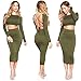 Wowowdress Womens Sexy Bandage Long Sleeve 2 Piece Backless Party Evening Dress(M)