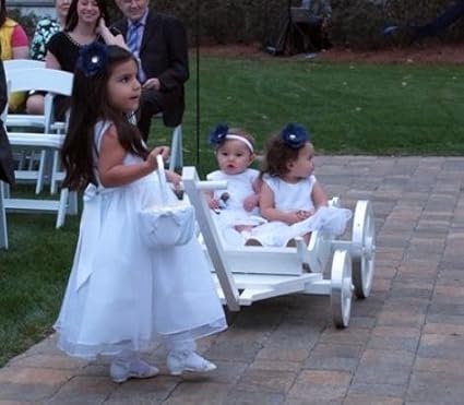 baby flower girl in wagon