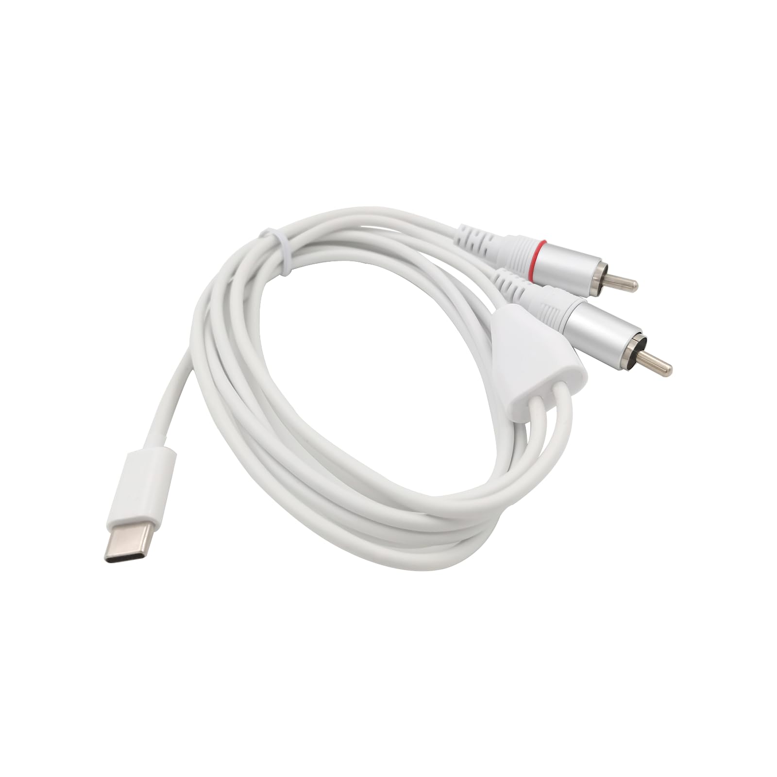 BRIEFCEC USB C To RCA Audio Cable 1m Type C To RCA Cable Stereo Phono Red White Y Splitter Adapter Cable(white)