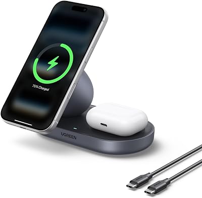 Zapix 2 in 1 Caricatore Wireless iPhone Magsafe Qi2 15W (Grigio)