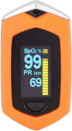 Finger Pulse Oximeter, Portable SpO2 Levels Meter, OLED Screen Blood Oxygen Saturation Monitor Heart Rate Monitor PR Measurement for Home Outdoor, Low Power Consumption(Orange)