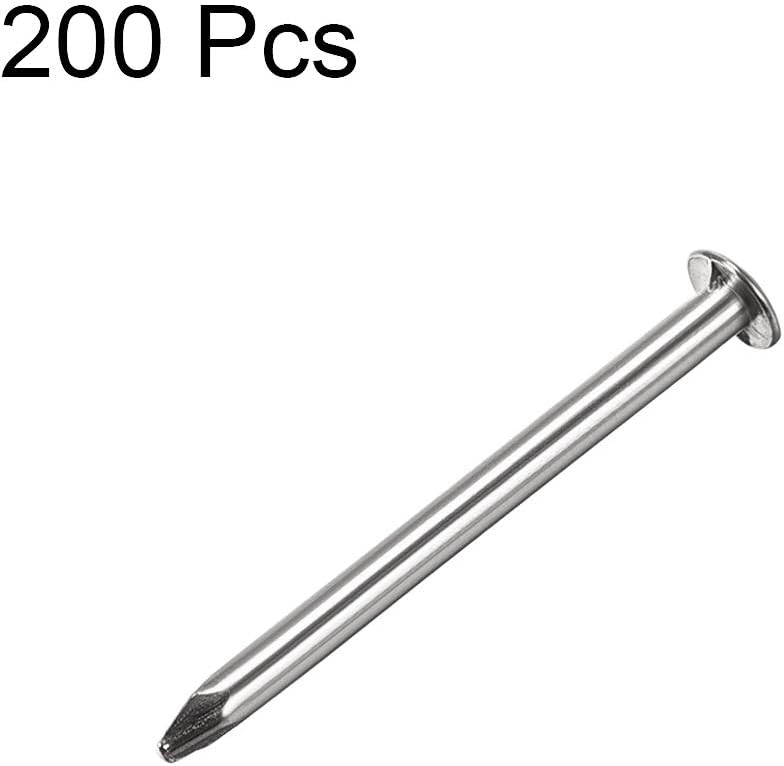 sourcing map Small Tiny Hardware Nails Carbon Steel 1.4X19mm(DXL) for DIY Decorative Wooden Boxes Accessories Silver Tone 200pcs - Image 3