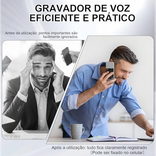 64 GB Gravador de Voz Digital Pequeno com Transcrição de Voz em Texto Ia, Gravador de Áudio com AI, Transcrição e Resumo com Tecnologia de AI, Pode Ser Traduzido em 256 Idiomas, com Bluetooth