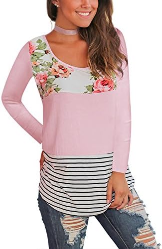 Walant Women's Floral Printed Long Sleeve Criss Cross V-Neck Casual Tops T-Shirt