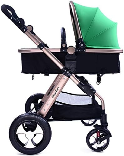 High View Folding Baby Stroller,adopt Non-Pneumatic Tire Wheel, Free Use in Winter to Summer.Easy Replacing Armrest and Eating Tray (Green)