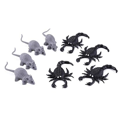 Crazy-Store 8pcs Simulation Mouse Scorpion Jokes Toy PVC Artificial Animal Model (Grey)