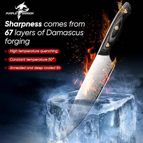 Purple Dragon Chef's Knife - Hand Forged Kitchen Knife, Full Tang Carbon Steel Chef Knife