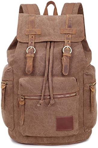 New step Multi-function Vintage Canvas Fabric Cotton Backpack (B-L, Brown-B-L)