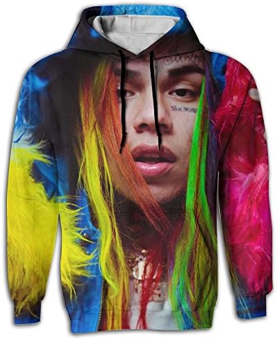 DJFZZZ Man Running Printed 6ix9ine Big Pockets 3D Hoodie Small
