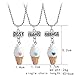 Indexu 3Pcs Ice Cream Best Friends Forever Necklace Friendship Miniature Food Pendant Jewelry