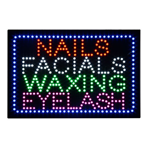 LED Nails Facial Waxing Eyelash Open Light Sign Super Bright Electric Advertising Display Board for Eyelash Extension Business Shop Store Window Bedroom 24 x 15 inches - Thumbnail 4