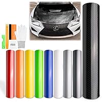 EZAUTOWRAP Free Tool Kit Premium Silver 7D Carbon Fiber High Gloss Car Vinyl Wrap Sticker Decal Film Sheet Bubble Free Air Release Technology 6D - 12"X60" (1FT X 5FT)