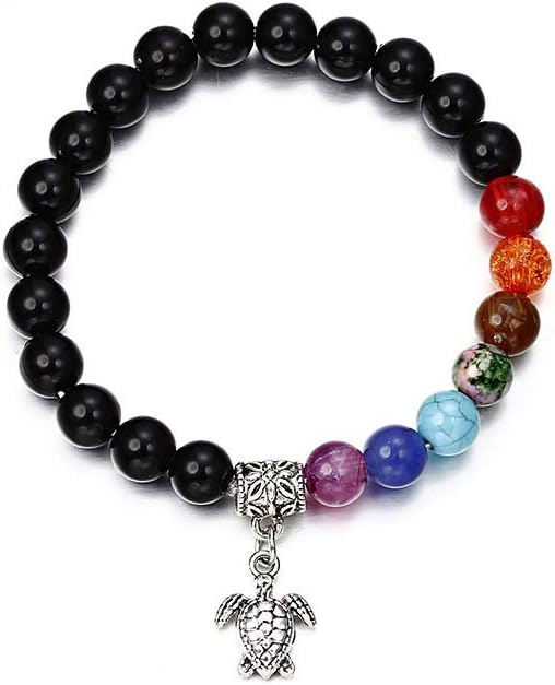 Gemstone Beaded Bracelet, Charm Women Bracelet Colorful Chakra Natural Beads Stone Yoga Energy Beaded Bracelet for Women Lady Girl Jewelry Gift