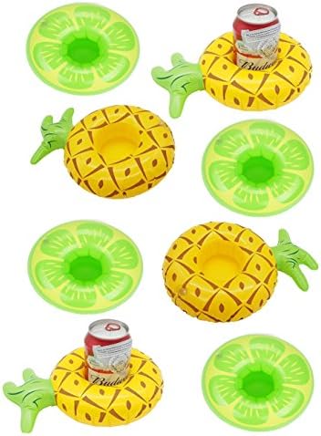 Cubiccare inflatable Pool Drink Holder, 4 pieces of lemon and 4 pieces of pineapple Design (Set of 8)