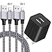 YOKERSU Phone Charger Nylon Braided Fast Charging Cable 2Pack 6Ft Extra Long Data Sync Transfer Cord Dual Port Plug Wall Charger(ETL Listed) Compatibl with Phone XS MAX/XR/X/8/7/Plus/6S/6/SE/Tablet