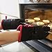 DEIK Oven Mitts, Non-slip Kitchen Mitts with Heat Resistant up to 464°F, Cooking Gloves Larger and Longer for Baking, Barbecue, Grilling, Black, 1 Pair