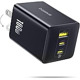 Baseus 100W USB C Charger Block, 3-Port Foldable Compact PPS Wall Charger, Fast Charging Power Adapter for MacBook Pro/Air, iPad, iPhone 17 Pro Max/Air, Galaxy S24, Steam Deck & More