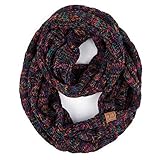 Hatsandscarf CC Exclusives Multi Color Cable Kint Infinity Scarf (SF-6242) (Black Multi)