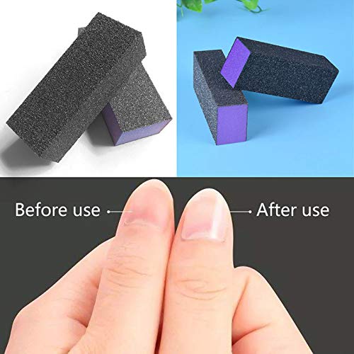 10 Pcs Nail Buffer Sanding Block Polisher Buffing File 100/180 Grit 3 sides Nail Files Art Pedicure Manicure File(Black Purple) - Thumbnail 5
