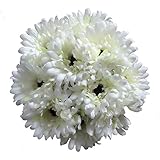 Htmeing 10 pcs Sunbeam Artificial Flower Mum Gerber Daisy Bridal Bouquet Silk Wedding Party Decoration (White)