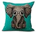Funny Lovely Animals Abstract Adorable Elephant Baby Wearing Glasses Cotton Linen Throw Pillow Case Personalized Cushion Cover NEW Home Office Indoor Decorative Square 18 X 18 Inches