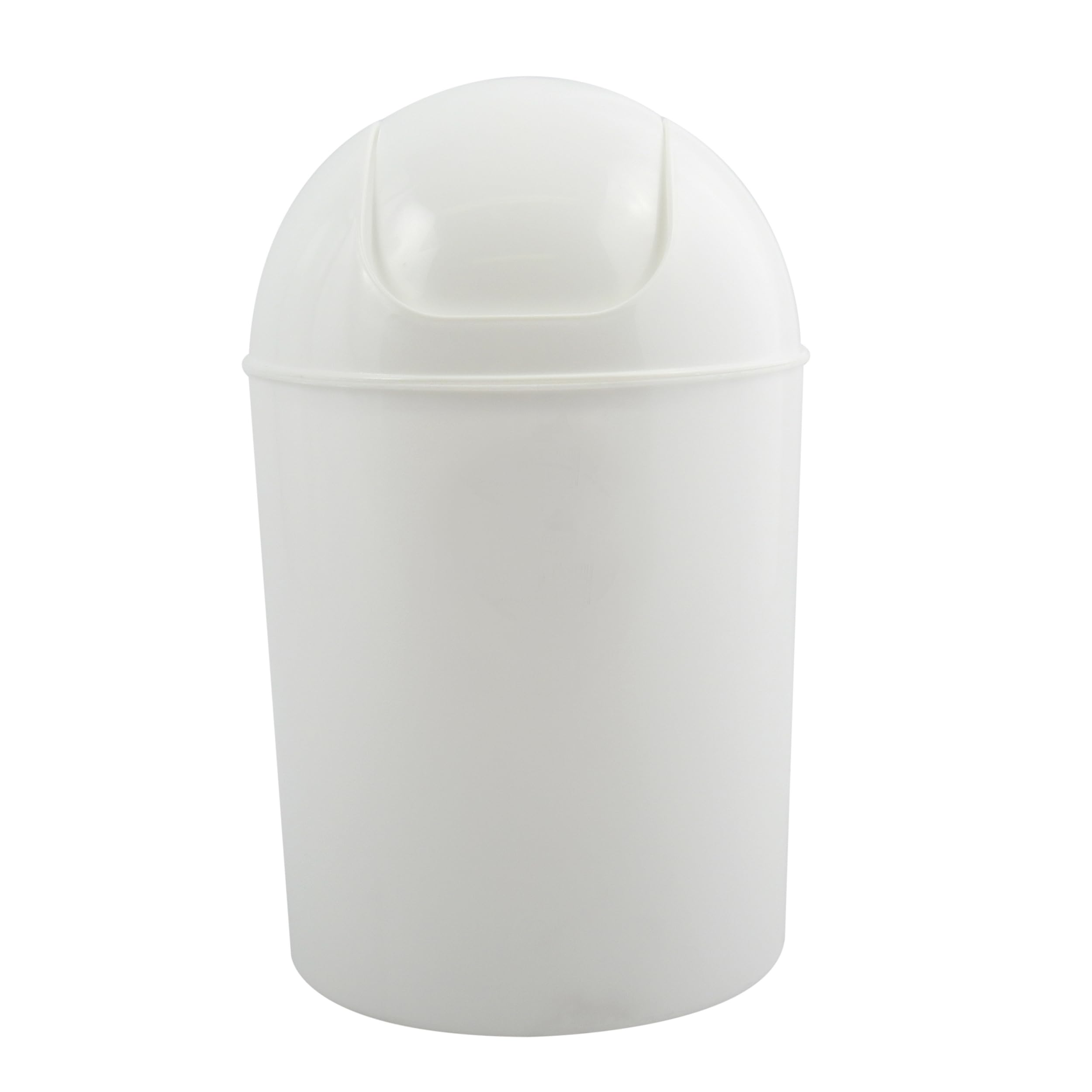 MSV Garbage Can with Swing Cover Round, White