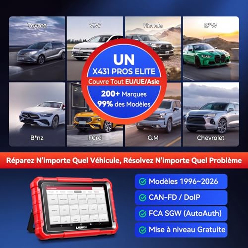 LAUNCH X431 Pros Elite OBD2 Auto Diagnostic Case, ECU Coding, Bi-Directional Full System Diagnosis, 45+ Service Functions, CANFD & DOIP, FCA Autoauth, 2 Year Update