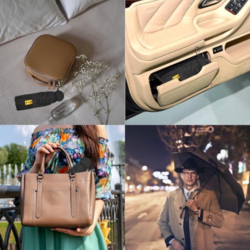 ESRAIN Paraguas de Bolsillo Reforzadopara Lluvia y Sol,Mini Sombrilla Plegable con Protección UV,Resistente al Viento y Lluvia,Tamaño de La Palma,Fácil de Llevar,Ligero y de Pequeño Tamaño