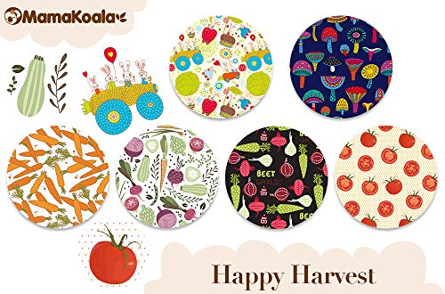 Mama Koala One Size Baby Washable Reusable Pocket Cloth Diapers, 6 Pack Nappies with 6 One Size Microfiber Inserts (Happy Harvest)