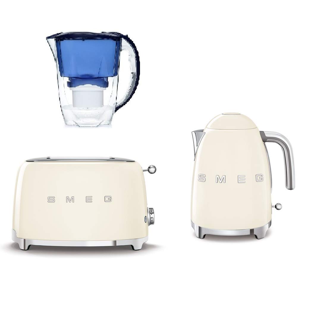 Venker A Smeg KLF03CRUK 1.7Ltr - 3kw Kettle and TSF01CRUK 2 Slice Toaster Set in Cream