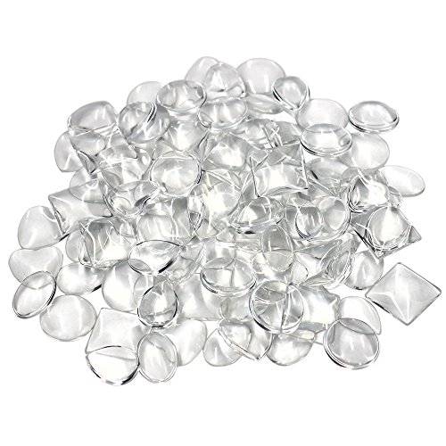 100pcs Glass Cabochons Clear Dome Tiles for Cameo Pendants Photo Craft Jewelry Making(Round, Oval, Square, Teardrop, Heart-Shape)