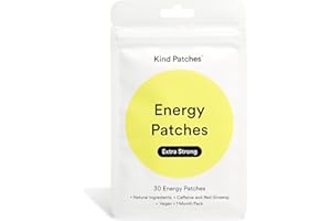 Kind Patches Energy Patches Extra Strong - Caffeine Energy Boost - Red Ginseng for Reduced Fatigue - Body Patch with Vitamin B12, B6, B1-14 Count