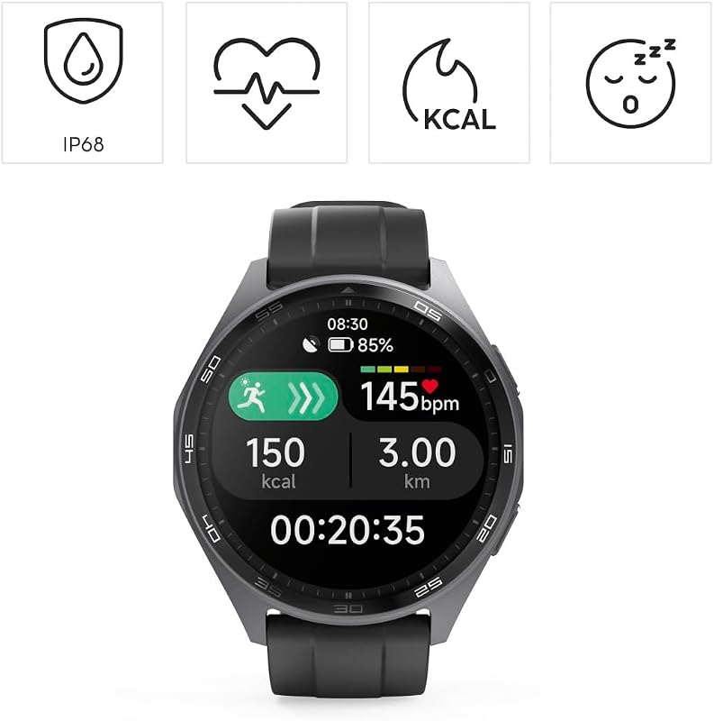 Montre connectée GPS Intégré 7010" (Montre Sport, écran AMOLED 1,43", Fonction Prise d’appels, contrôle Vocal Siri/Google, étanche IP68/3 ATM), Anthracite