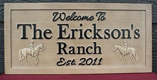 Ranch Sign Cowboy Sign Family Name Sign Carved Sign Rustic Weathered Wood Sign Personalized Sign Carved Wooden Sign Cowgirl Sign Horse Sign