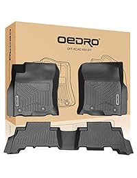 oEdRo   Alfombrillas de suelo compatibles con Toyota 4Runner 2013 2019 Lexus GX460, protector de clima único de TPE negro para todo tipo de clima, incluye primera y segunda fila: delantera, trasera, juego completo de revestimientos